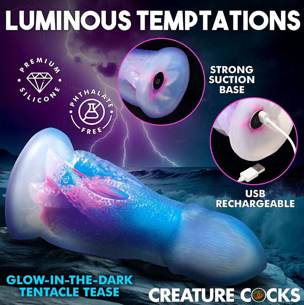 Creature Cocks - Cocktopus 8.2-inch Glow Dildo with Remote