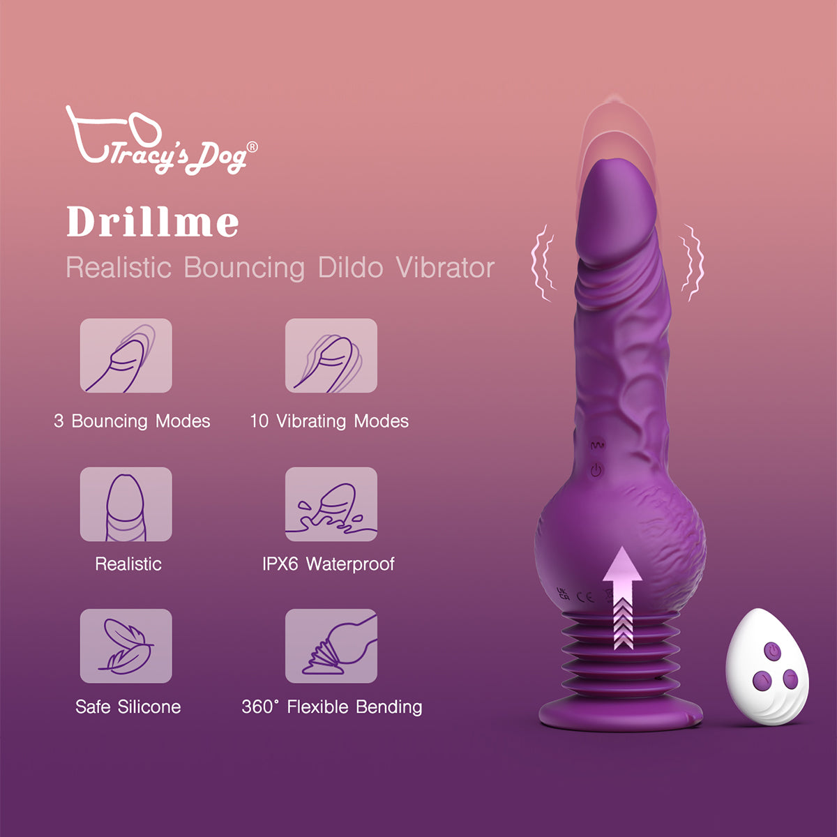 Tracy's Dog - Drillme Thrusting and Rotating Dildo Vibrator with Remote
