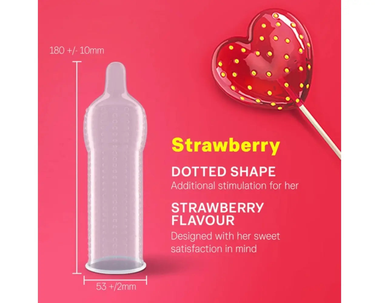 Durex - Strawberry with Dots and Flavor Condoms Box of 12