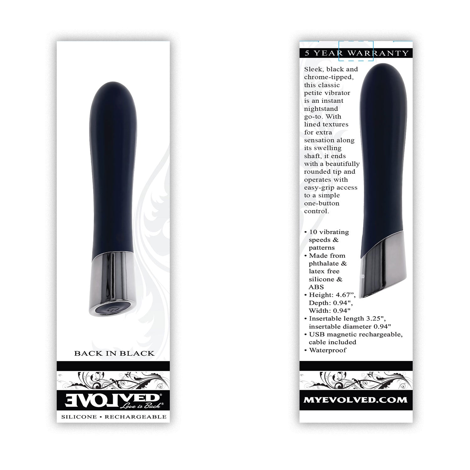 Evolved - Back In Black Classic Petite Bullet Vibrator