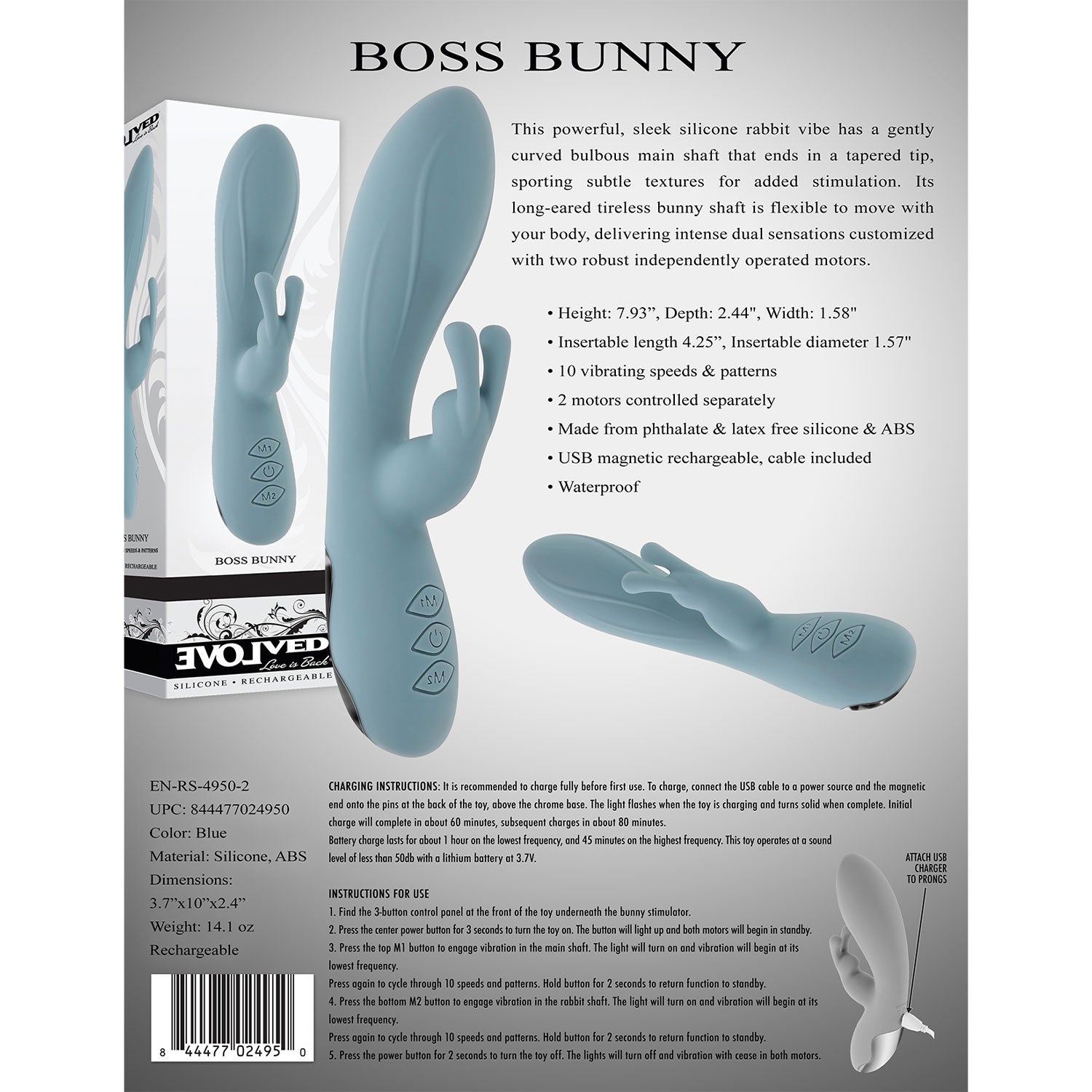 Evolved - Boss Bunny Rechargeable Silicone Rabbit Vibrator