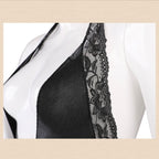 Fee Et Moi - Crotchless Sheer Black Lace Halter Bodysuit XL