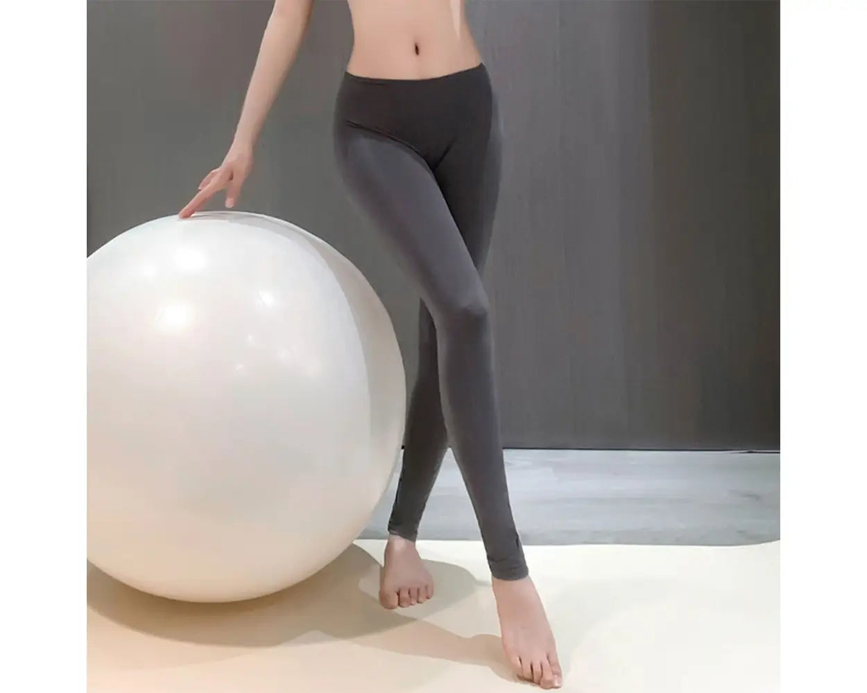 Fee Et Moi - Sexy Open Crotch Silk Yoga Pants One Size Gray