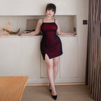 Fee Et Moi - Elegant Semi-Sheer Bodycon Nightwear with Slit XL