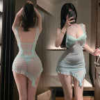 Fee Et Moi - Seductive Asymmetrical Sheer Mesh Nightgown