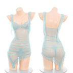 Fee Et Moi - Seductive Asymmetrical Sheer Mesh Nightgown