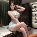 Fee Et Moi - Seductive Asymmetrical Sheer Mesh Nightgown