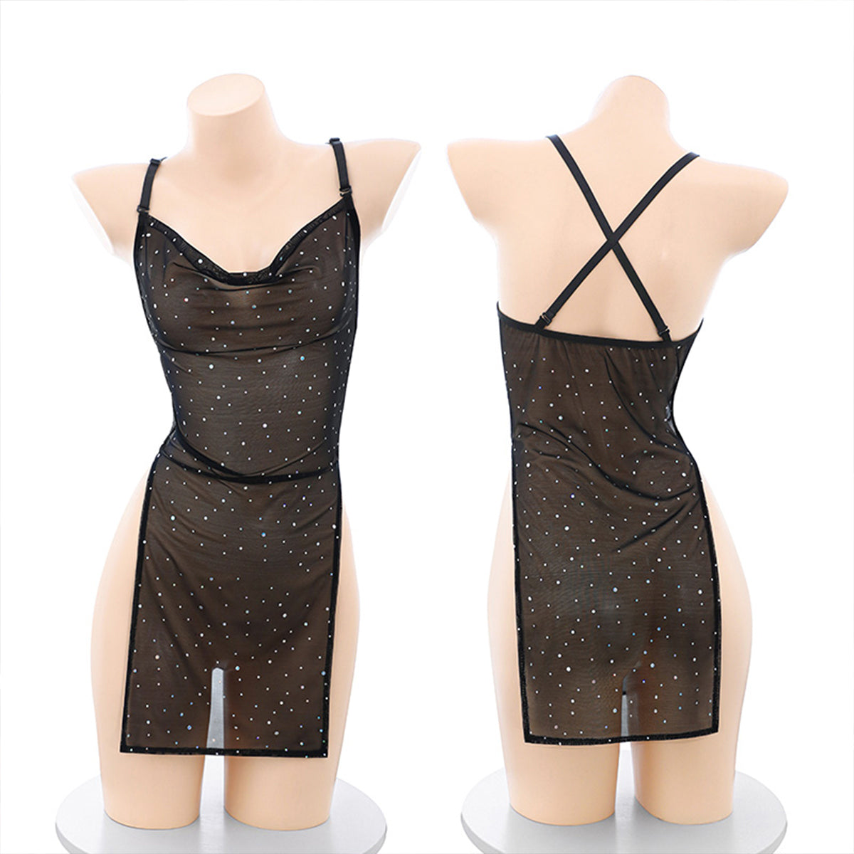 Fee Et Moi - Starlit Temptation Open-Side Sequin Lingerie Black