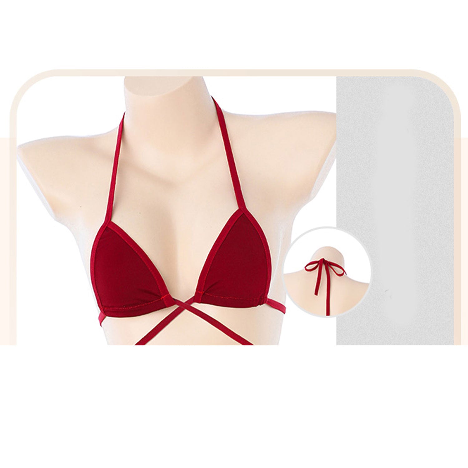 Fee Et Moi Sultry Tie-Up Triangle Bikini Set with Flirty Bow Accent Red