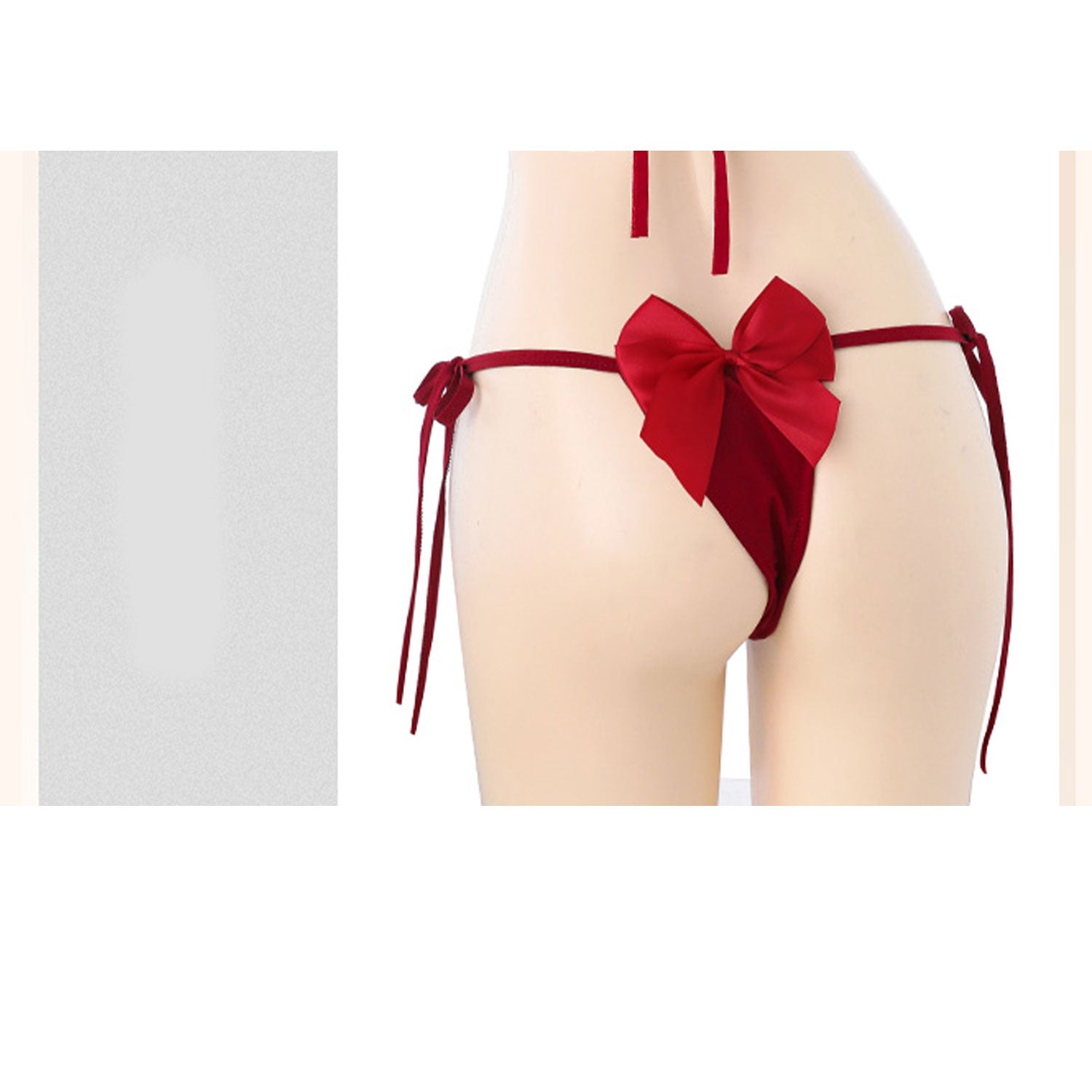 Fee Et Moi Sultry Tie-Up Triangle Bikini Set with Flirty Bow Accent Red