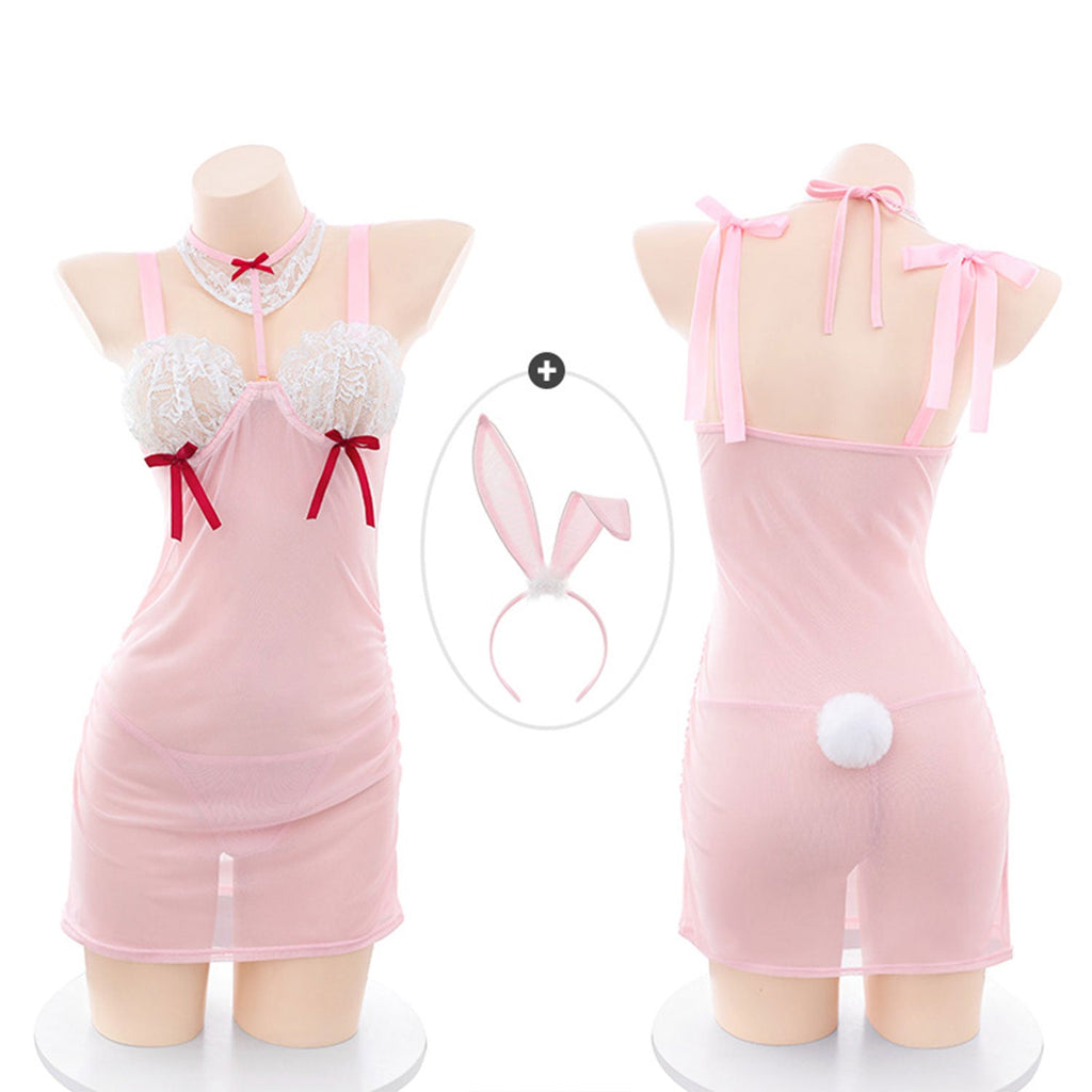Fee Et Moi - Sweet Bunny Charm Sheer Lingerie Set One Size