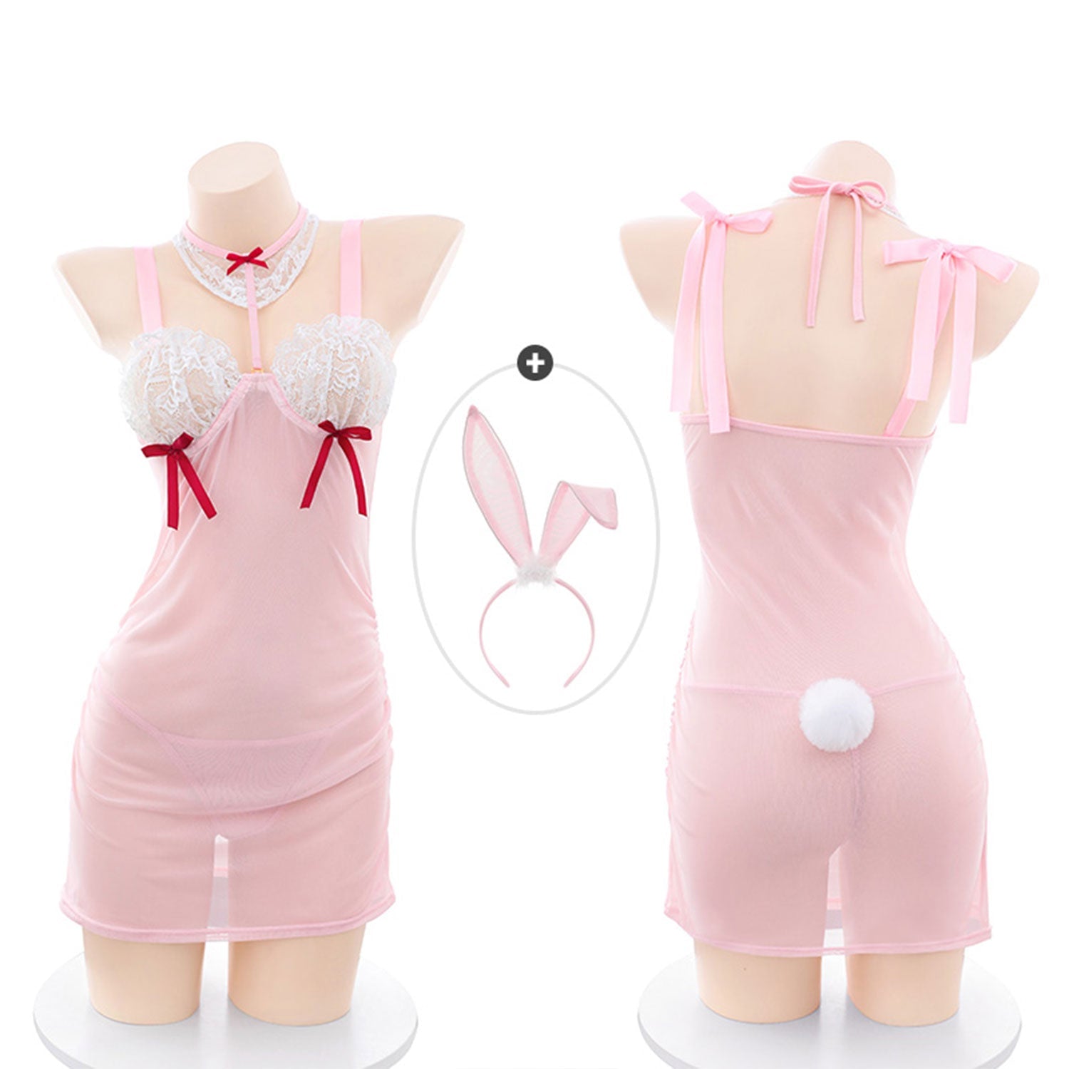 Fee Et Moi - Sweet Bunny Charm Sheer Lingerie Set One Size