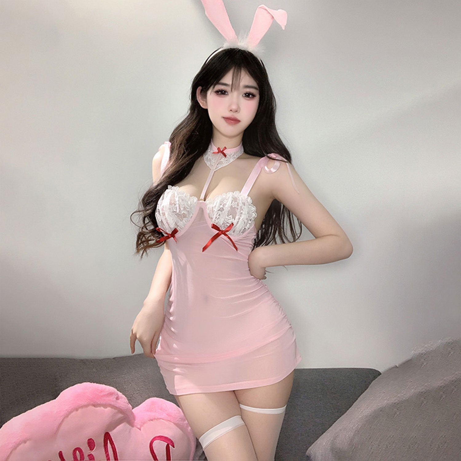 Fee Et Moi - Sweet Bunny Charm Sheer Lingerie Set One Size