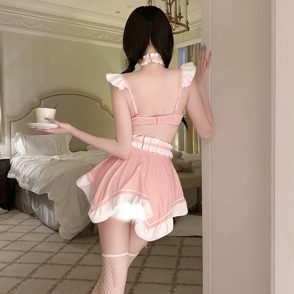 Fee Et Moi - Sweetheart Flirty Maid Fantasy Lingerie Set Pink