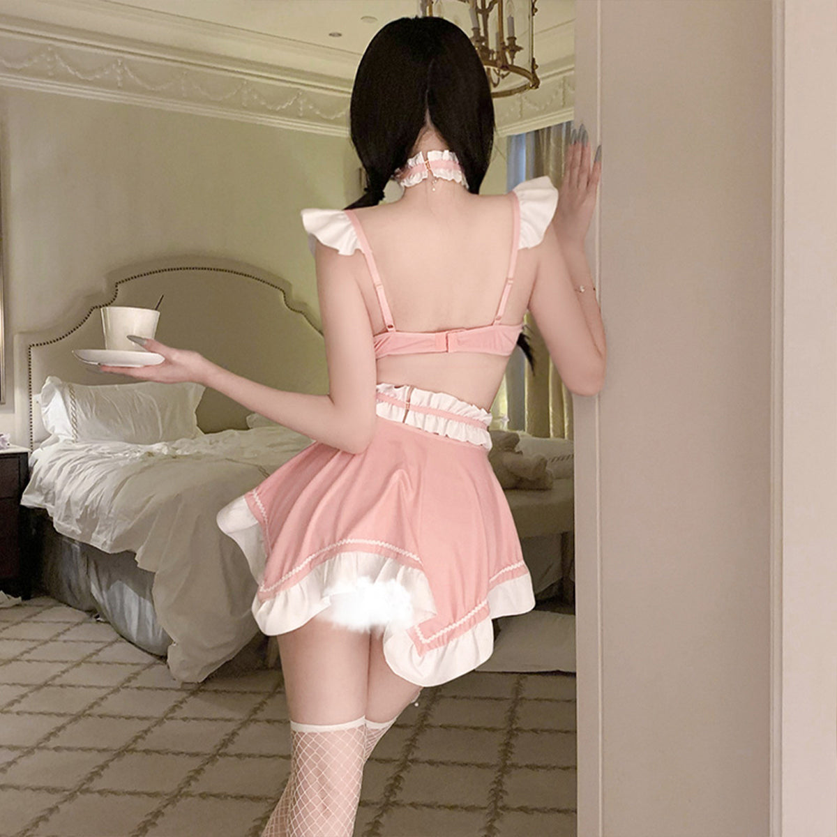 Fee Et Moi - Sweetheart Flirty Maid Fantasy Lingerie Set Pink