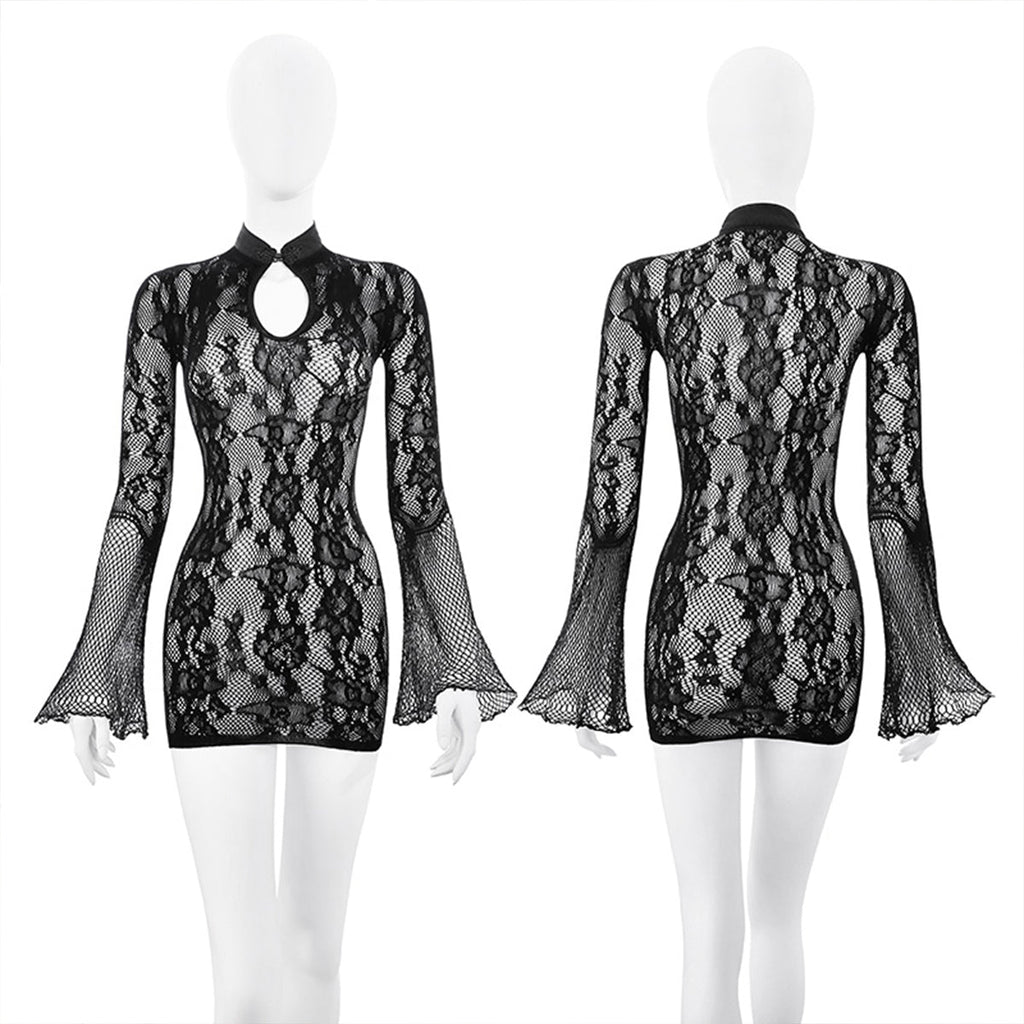 Fee Et Moi - Tear and Tease Irresistible Cheongsam-Inspired Lace Black