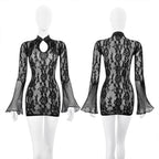 Fee Et Moi - Tear and Tease Irresistible Cheongsam-Inspired Lace Black