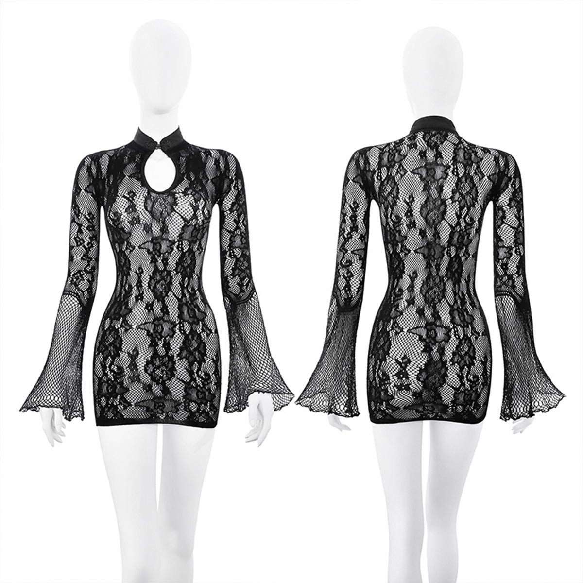 Fee Et Moi - Tear and Tease Irresistible Cheongsam-Inspired Lace Black