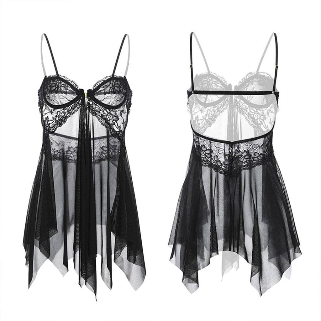 Fee Et Moi - Sheer Elegance Babydoll Black Nightdress One Size