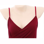 Fee Et Moi – Deep V-Neck Ruched Slip Nightdress Wine Red One Size
