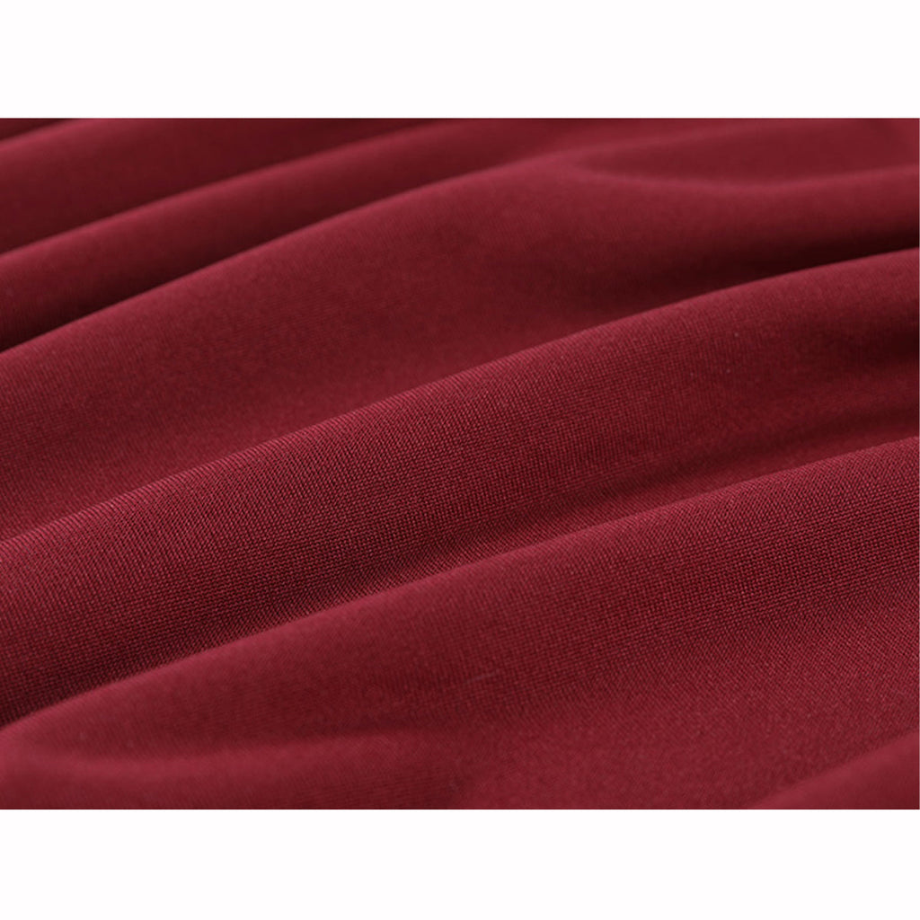 Fee Et Moi – Deep V-Neck Ruched Slip Nightdress Wine Red XL