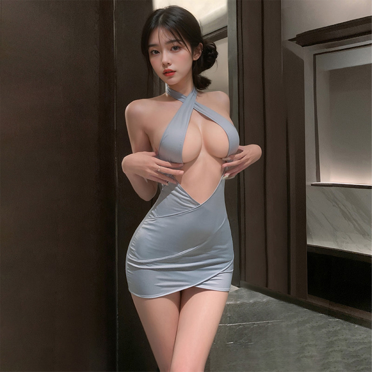 Fee Et Moi - Wild Temptation Cutout Lingerie Dress Blue