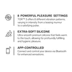 Lelo - Tor 3 App-Controlled Vibrating Couple's Ring Black (Free Massage Candle)