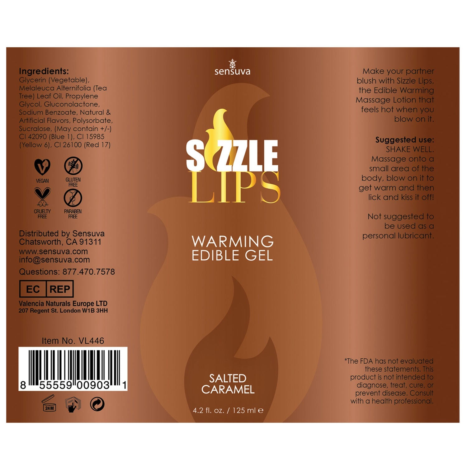 Sensuva - Sizzle Lips Warming Edible Flavoured Gel Salted Caramel 125 ml