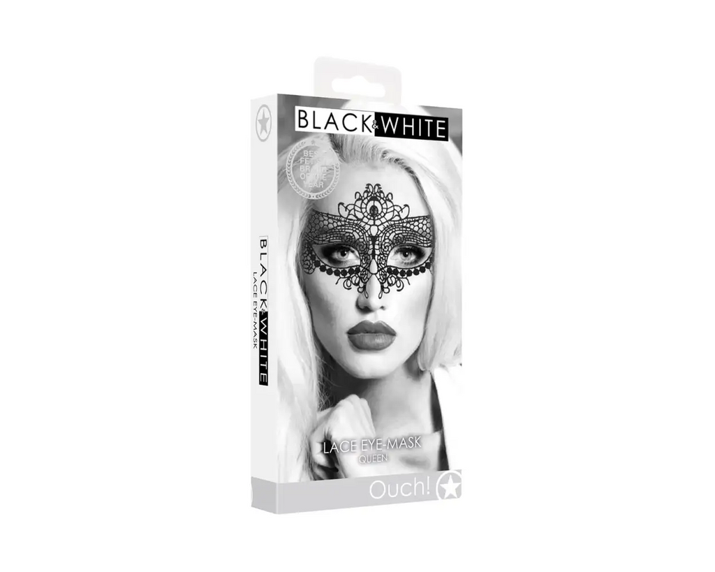 Ouch Black and White - Lace Eye Mask Queen Black