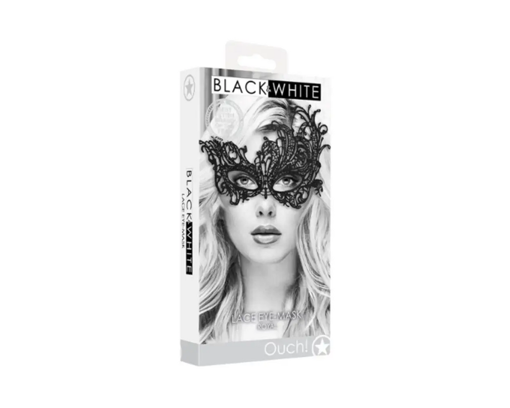 Ouch Black and White - Lace Eye Mask Royal Black