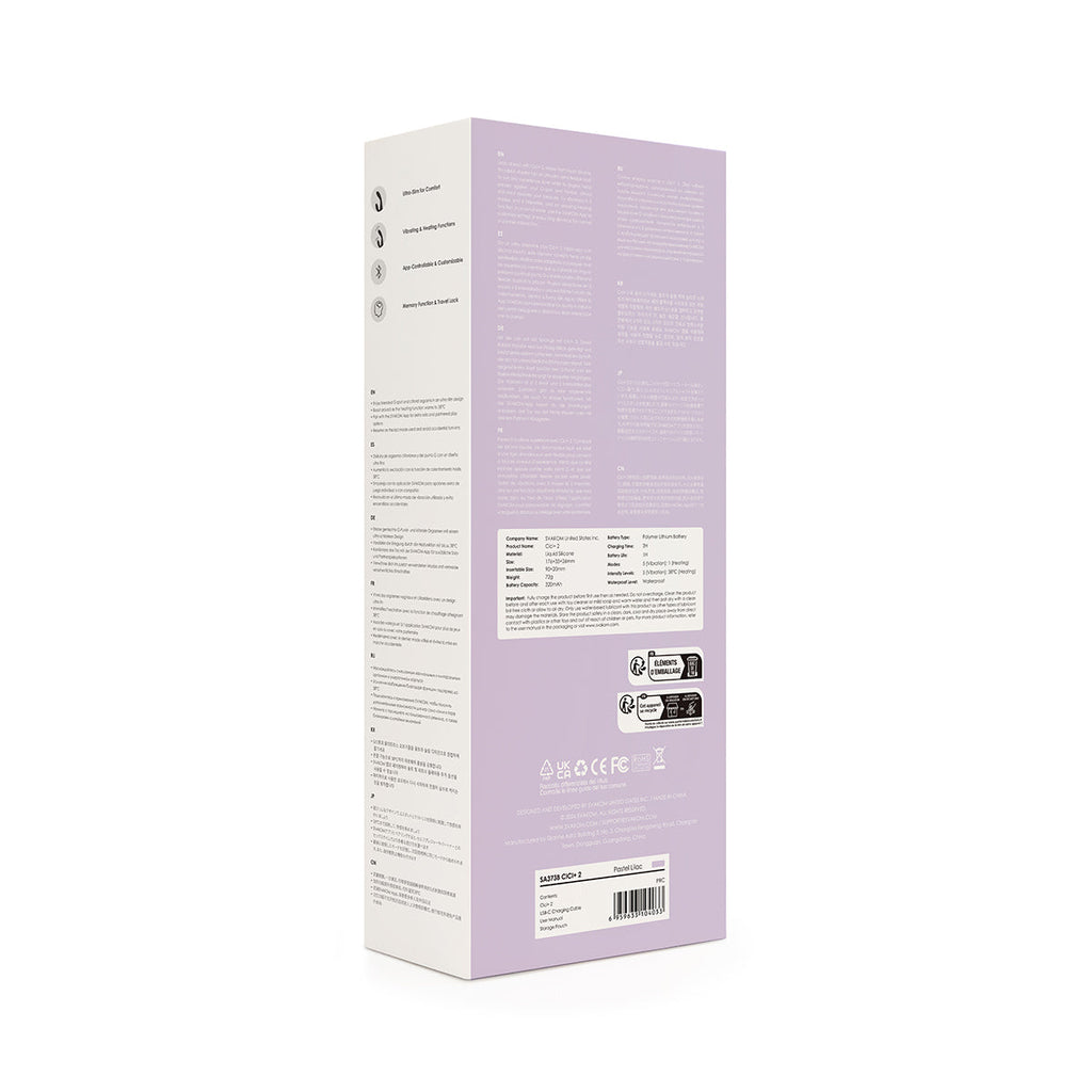 Svakom - Cici+ 2 App-controlled Slim Rabbit Vibrator Pastel Lilac
