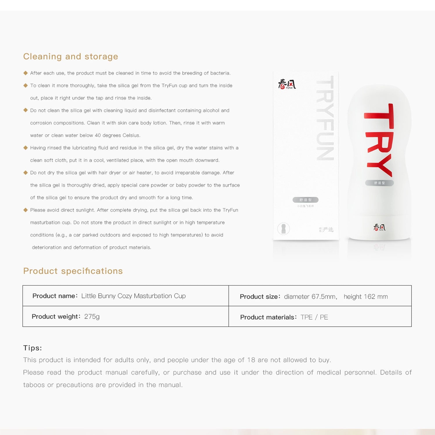 TryFun - Little Bunny Reusable Male Masturbation Cup